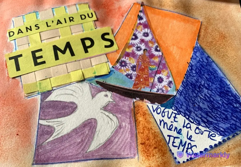 Zoom d'une création en Journal créatif® sur le thème du temps - page personnelle de Journal créatif®