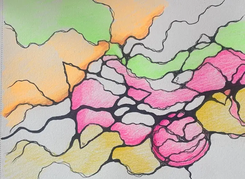 Dessin neurographique réalisé lors d'un atelier introspectif en distanciel, sur le thème "Mes choix"